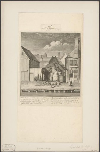 Ruin of a partially burnt turpentine oil distillery on the Passeerdersgracht, 1683