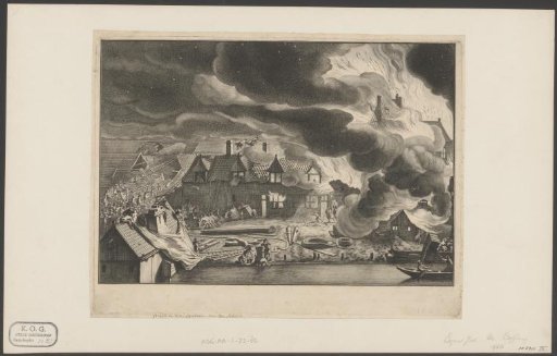 Fire in the rope walks on the rampart at the Smallepadsgracht, 1680