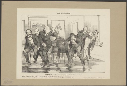 Wilhelmus Frederik van Leeuwen holds his hand over a tap in a flooded council chamber