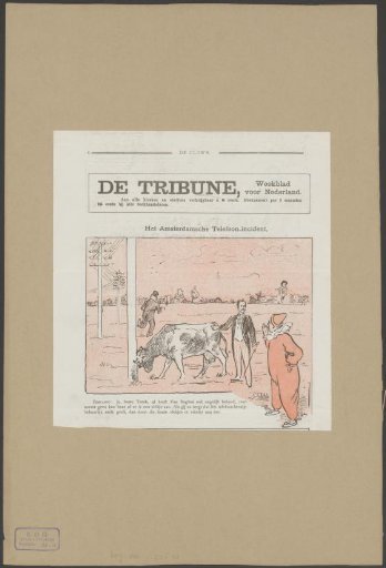 Willem Treub and a Clown in a Meadow with a Cow and Telephone Poles
