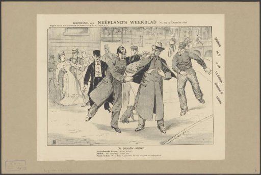Police officer grabs the cape of a man sharpening a pencil