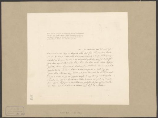 Facsimile of a Letter from Jan van Speyk to Mr. J.V. Gleim