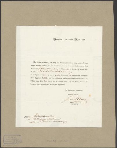 Invitation to the funeral of J.C.J. van Speyk