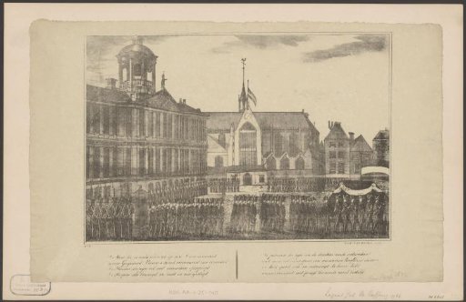 Arrival of the funeral procession of Jan van Speyk at the Dam