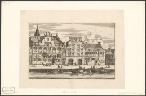 View of the Handboogdoelen, the City Magazine (Bushuis), and the Voetboogdoelen in Amsterdam