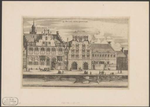 View of the Handboogdoelen, the City Magazine (Bushuis), and the Voetboogdoelen in Amsterdam