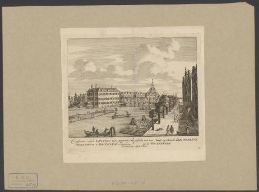 View of the State Naval Magazine (Admiralty Magazine) and the Oosterkerk in Amsterdam