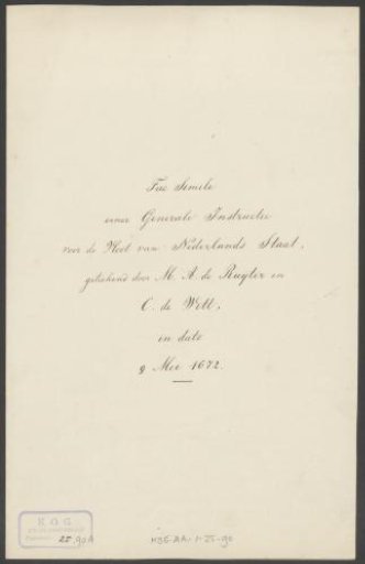 Explanation of a facsimile of a letter by Michiel de Ruyter and Cornelis de Witt, 9 May 1672