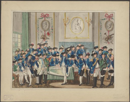 Hall with civic guards in various uniforms