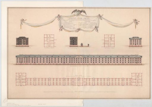 Views, Sections, and Plans of the Orange-Nassau Barracks in Amsterdam