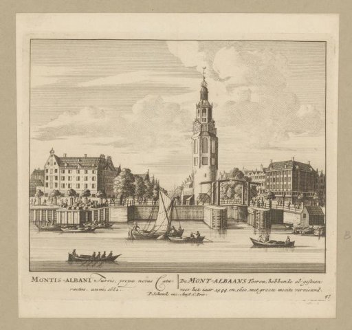 View of the Montelbaanstoren in Amsterdam