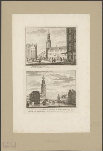 View of the Munttoren in Amsterdam from two sides