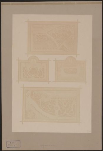 Plans of several gardens and parks in Amsterdam