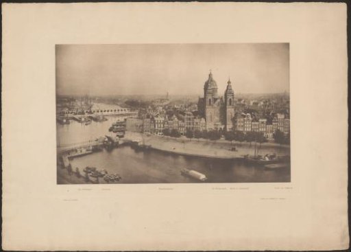 View of the Prins Hendrikkade and the Basilica of Saint Nicholas from Amsterdam Central Station