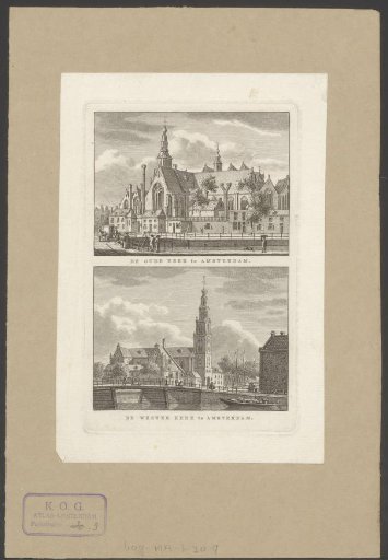 View of the Oude Kerk and Westerkerk in Amsterdam