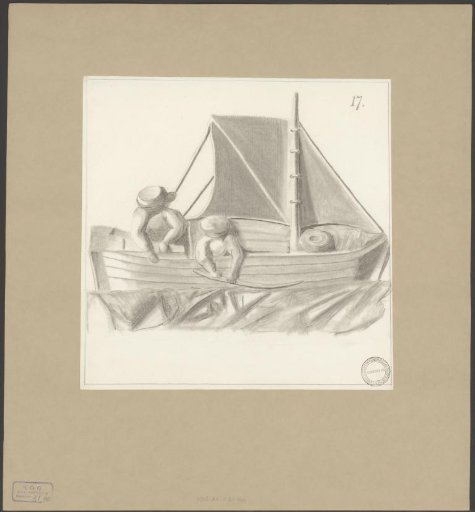 Misericorde with two figures in a ship in the Old Church in Amsterdam