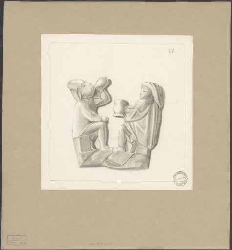 Misericorde with two drinking figures in the Old Church in Amsterdam