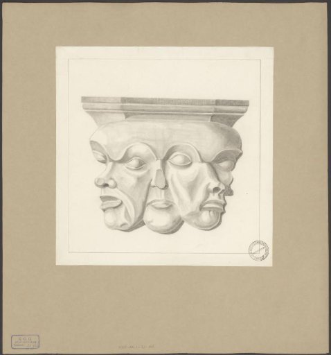 Misericorde of a head with three faces in the Oude Kerk, Amsterdam