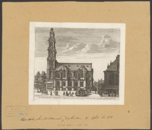 View of the Westerkerk in Amsterdam with part of the Westerhal