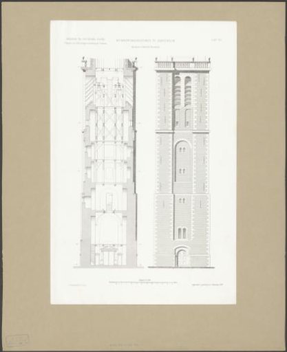 Elevation and cross-section of the Westertoren in Amsterdam