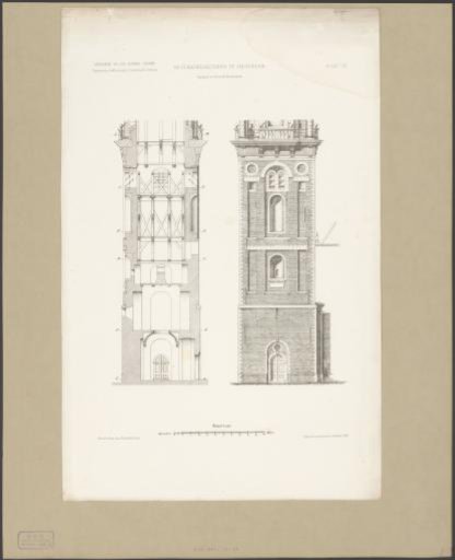 Elevation and section of the Zuiderkerk tower in Amsterdam