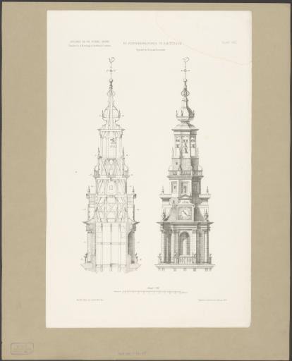 Elevation and section of the Zuiderkerk tower in Amsterdam
