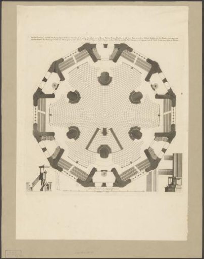 Plan showing the fourth level of a domed church on the Botermarkt in Amsterdam