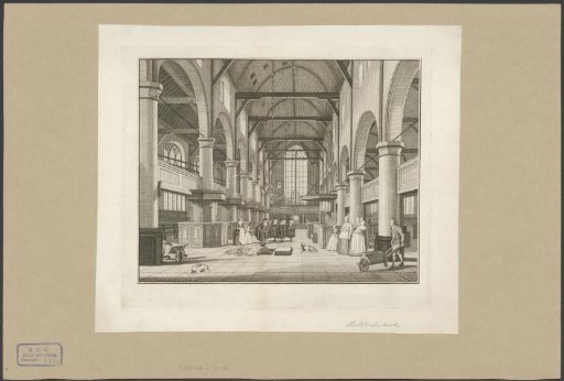 Interior of the Walloon Church in Amsterdam, viewed towards the main entrance