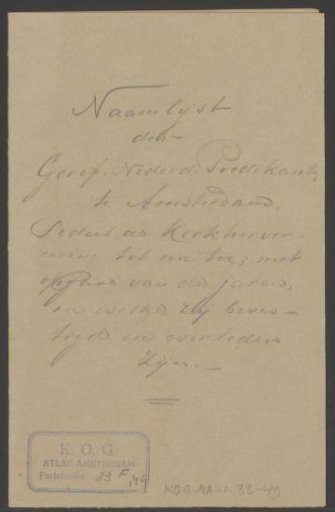 List of ministers of the Dutch Reformed Church in Amsterdam between 1578 and 1837