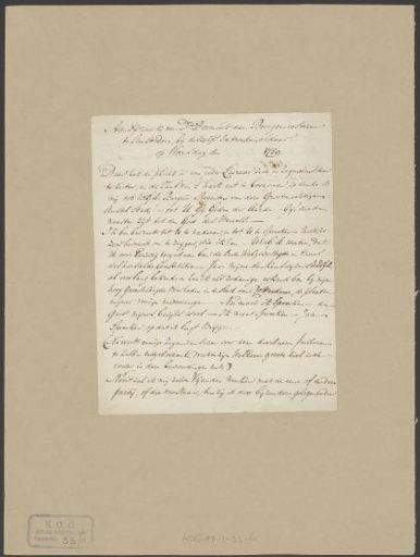 Letter from Jacob Dermout addressed to the burgomasters of Amsterdam