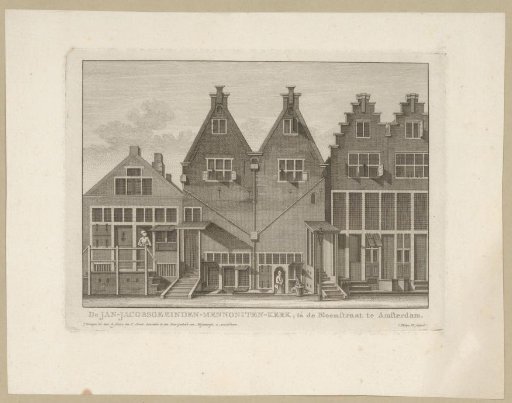 View of the Mennonite Church of the Jan Jacobsgezinden in the Bloemstraat in Amsterdam