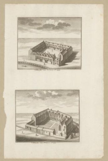 Bird's-eye view of the Sint-Claraconvent and the Sint-Luciënklooster in Amsterdam
