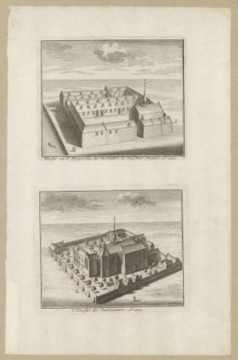 Bird's-eye view of the Sint-Margarethaklooster and the Sint-Paulusbroedersklooster in Amsterdam