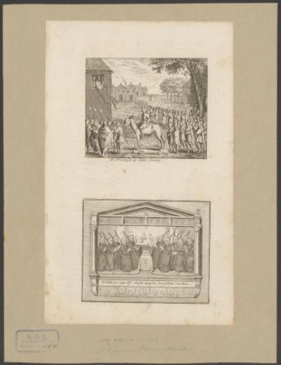 Procession on Palm Sunday and group portrait of eleven Amsterdam pilgrims to Jerusalem
