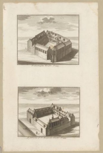 Bird's-eye view of the Sint-Geertruidenklooster and the Sint-Catharinaklooster in Amsterdam