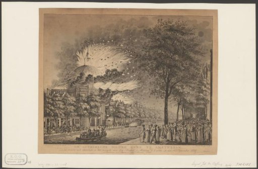 New Lutheran Church in Amsterdam during the fire of 1822