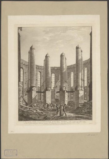 View of the burnt Nieuwe Lutherse Kerk on the Singel in Amsterdam, 1822