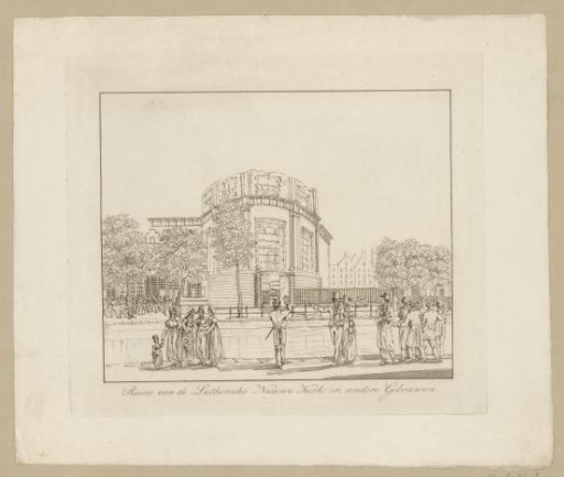 Ruin of the New Lutheran Church in Amsterdam after the fire of 1822, from the Singel