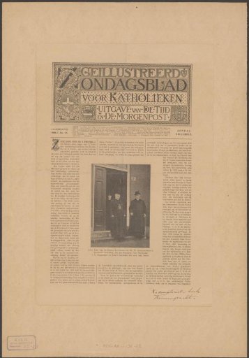 Cardinal-Archbishop Anton Hubert Fischer, his secretary, and Father Jacobus Cornelius Meeuwissen at the Onze-Lieve-Vrouwekerk in Amsterdam