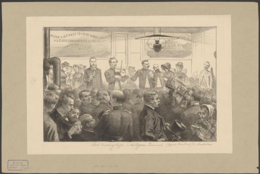 Meeting of the Salvation Army in the public hall Emmanuël in the Gerard Doustraat in Amsterdam