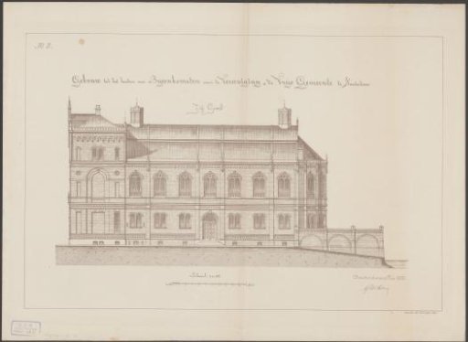 View of the Side Facade of De Vrije Gemeente in Amsterdam