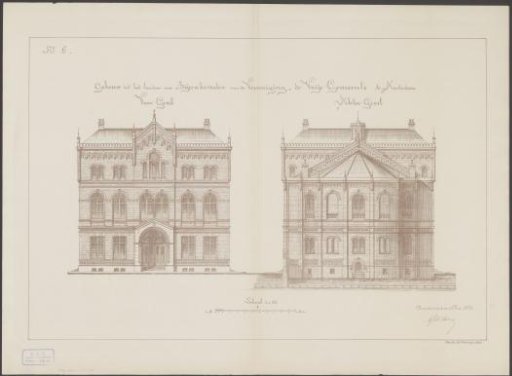View of the Front and Rear Facades of De Vrije Gemeente in Amsterdam