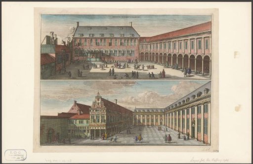 View of the boys' and girls' houses of the Burgerweeshuis in Amsterdam