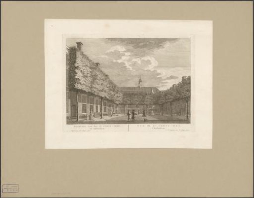 View of the courtyard of the Sint-Jorishof and the Walloon Church in Amsterdam