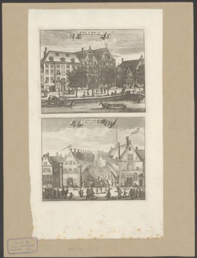 View of the Stadsbank van Lening and the Grote and Kleine Vleeshal at the Nes in Amsterdam