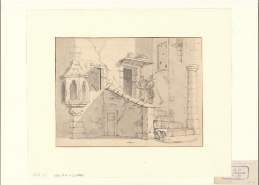 Figures on the stairs of the Sint-Elisabethsgasthuis