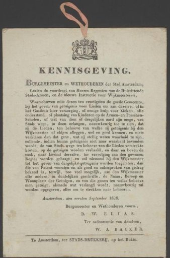 Instructions Regarding the Presentation of Regents of the Oudezijds Huiszittenhuis in Amsterdam