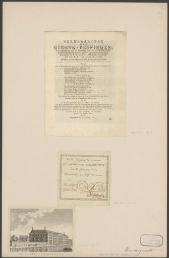 Medals for the inauguration of the Lutheran Deacon's House in Amsterdam, with explanatory text