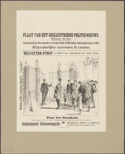 Poor people held back at the gate of the Prinsenhof in Amsterdam