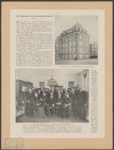 View of the Sister House of the Boerhaave Clinic in Amsterdam and Group Portrait of Guests After the Opening